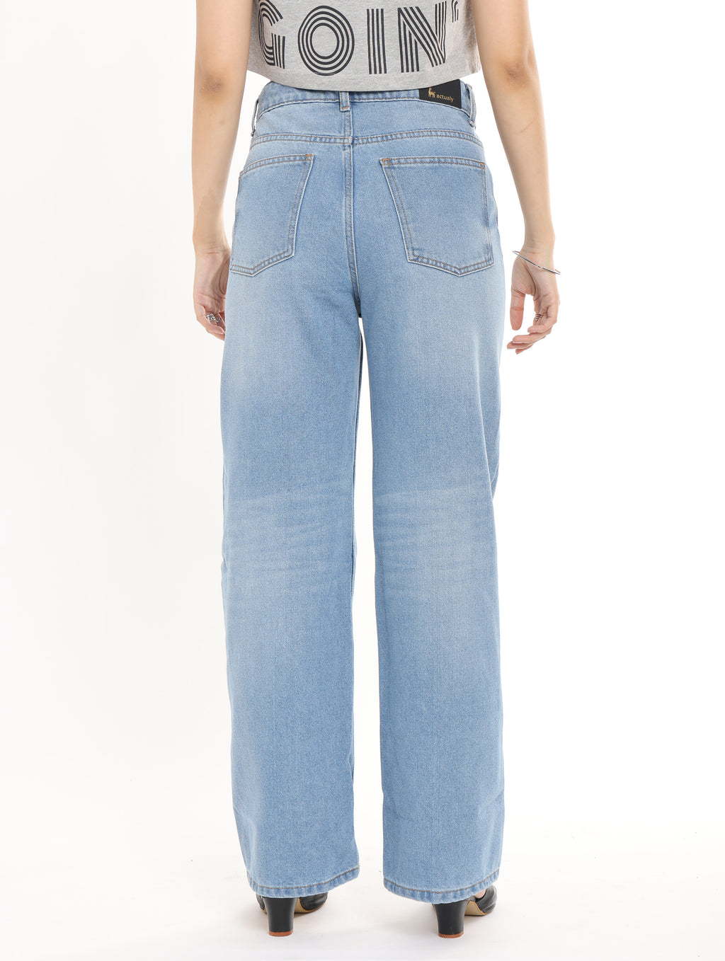 High Rise Wide Leg Jeans for Women in Ice Blue