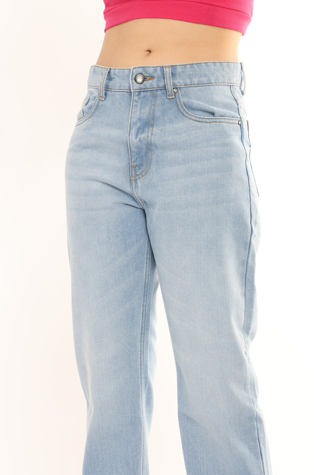 High Rise Straight Jeans for Women in Ice Blue