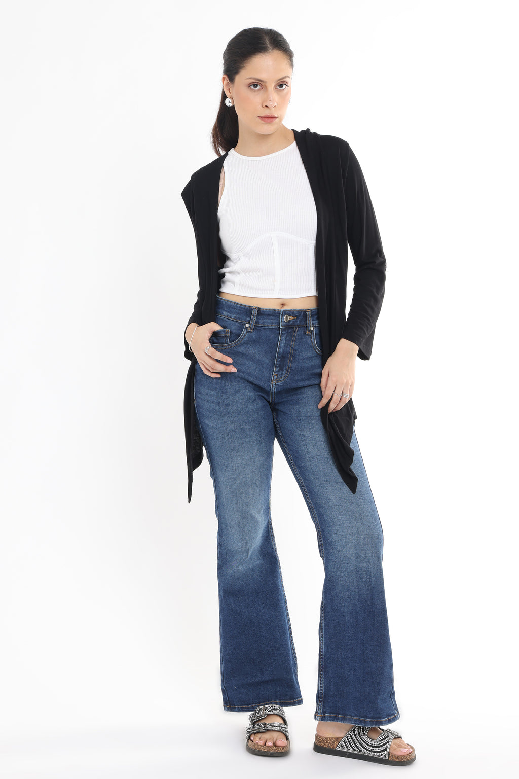 High Rise Flare Jeans for Women in Medium Blue